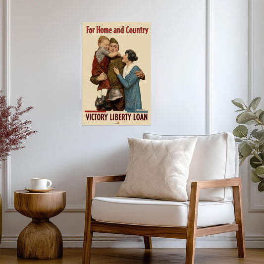 "For Home and Country - Victory Liberty Loan" | WWI Propaganda Poster | Vintage Patriotic Art - Vintage & Retro Poster