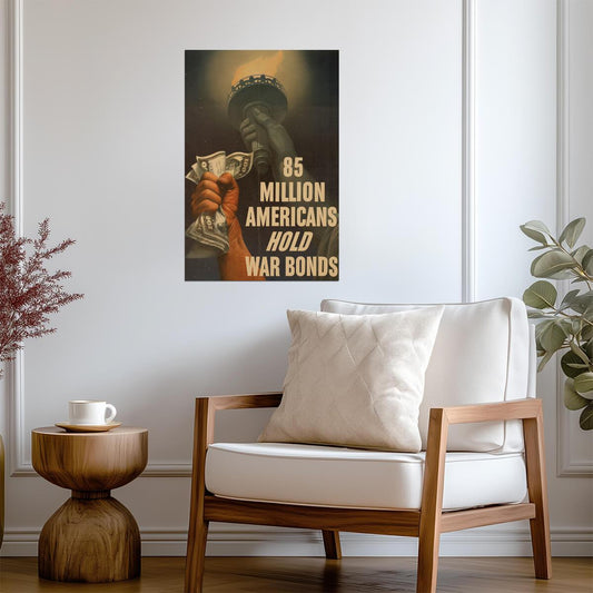 "85 Million Americans Hold War Bonds" | WWII Propaganda Poster | Vintage Patriotic Art - Vintage & Retro Poster