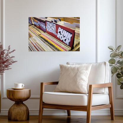 Punk Rock Vinyl Records | Music Store Photography Poster | Retro Album Collection Art - Music Poster