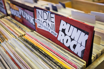 Punk Rock Vinyl Records | Music Store Photography Poster | Retro Album Collection Art - Music Poster