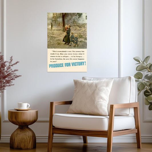 "Produce for Victory! This is Everybody's War" | WWI Child Refugee Poster | Propaganda Art - Vintage & Retro Poster