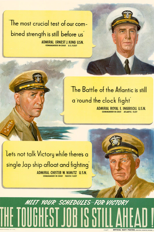 "Meet Your Schedules For Victory" | WWII Propaganda Poster | War Production Art - Vintage & Retro Poster