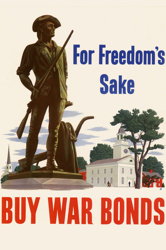 "For Freedom's Sake - Buy War Bonds" | WWII Propaganda Poster | Vintage Patriotic Art - Vintage & Retro Poster
