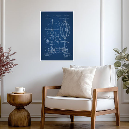 Steampunk Aerial Craft Patent | Fictional Airship Blueprint | Fantasy Art Poster - Vintage & Retro Poster
