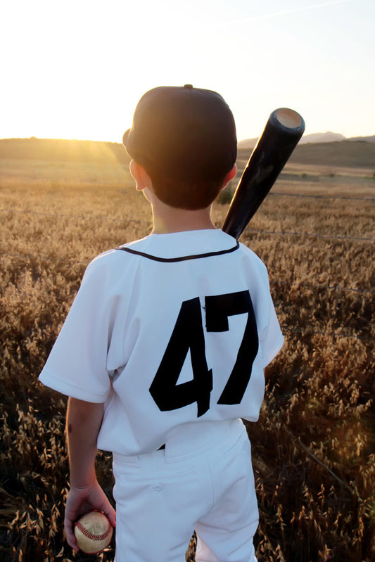 Young Baseball Player at Sunset | Number 47 Jersey Photo | Youth Sports Poster - Sports Poster
