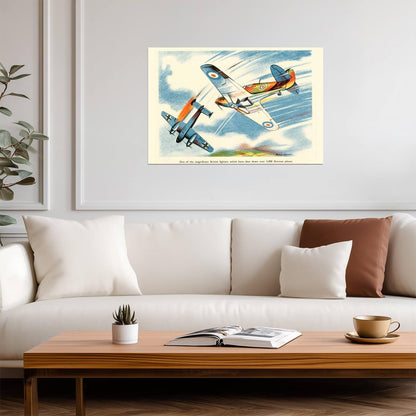 Magnificent British Fighters | WWII Aviation Art | Vintage Propaganda Poster - Vintage & Retro Poster