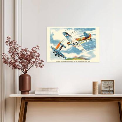 Magnificent British Fighters | WWII Aviation Art | Vintage Propaganda Poster - Vintage & Retro Poster