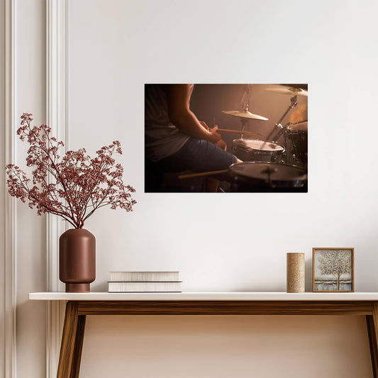 Young Musician Playing Drum Set | Music Photography Poster | Keeping Rhythm Wall Art - Music Poster
