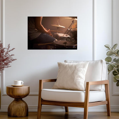 Young Musician Playing Drum Set | Music Photography Poster | Keeping Rhythm Wall Art - Music Poster