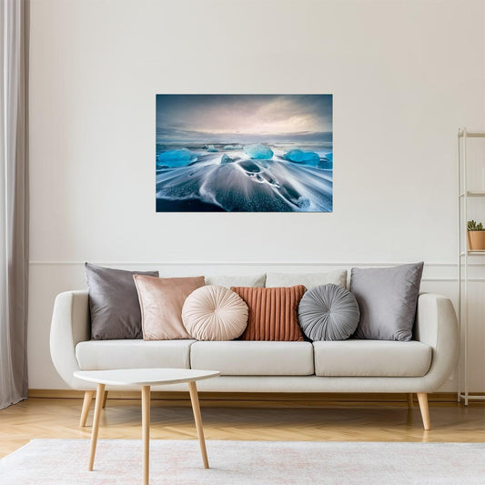 Jokulsarlon Glacial Lake Poster | Iceland Iceberg Photography | Winter Landscape Wall Art