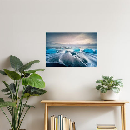 Jokulsarlon Glacial Lake Poster | Iceland Iceberg Photography | Winter Landscape Wall Art