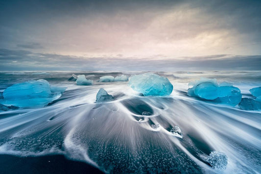Jokulsarlon Glacial Lake Poster | Iceland Iceberg Photography | Winter Landscape Wall Art