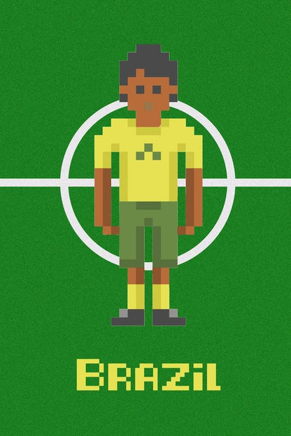 Brazil National Soccer Team | Pixel Art Poster | 8-Bit Football Fan Art