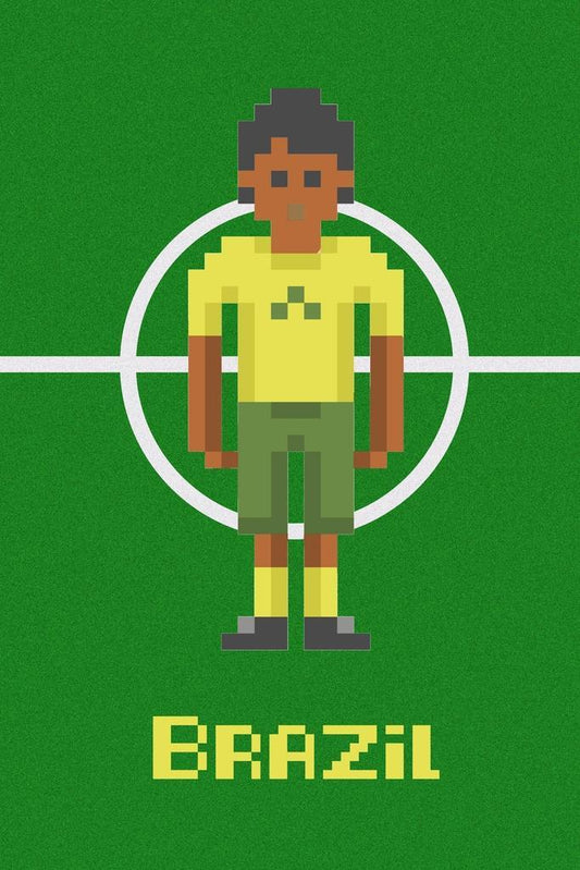 Brazil National Soccer Team | Pixel Art Poster | 8-Bit Football Fan Art
