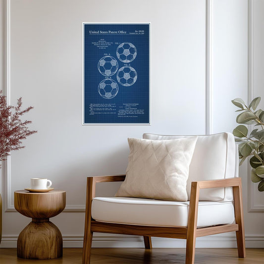 Classic Soccer Ball Patent | Sports Blueprint Poster | Football Wall Art - Vintage & Retro Poster