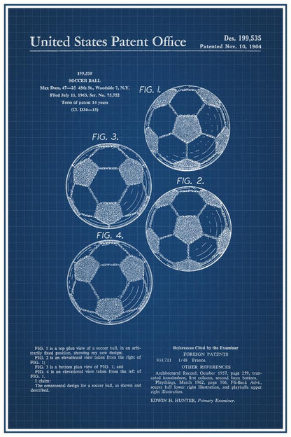 Classic Soccer Ball Patent | Sports Blueprint Poster | Football Wall Art - Vintage & Retro Poster