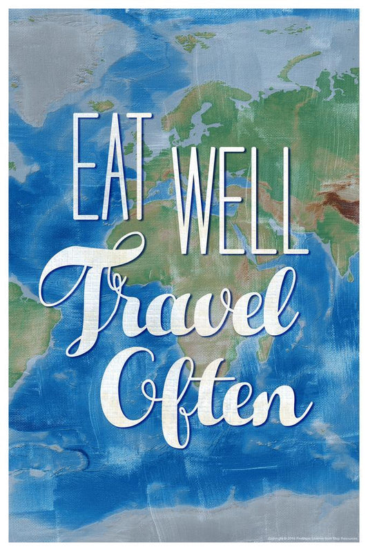 Eat Well Travel Often | Inspirational Lifestyle Quote Poster | Minimalist Typography Art - Type & Quotes Poster