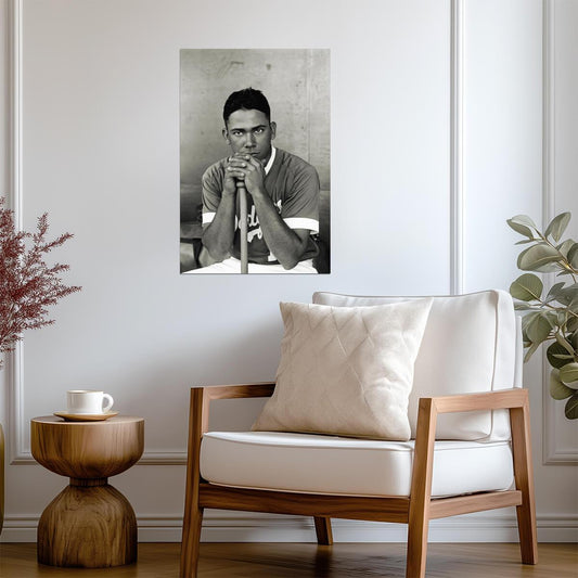 Vintage Baseball Player Portrait | Black and White Photography | Retro Sports Poster - Vintage & Retro Poster