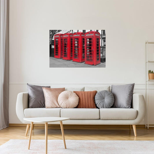 Red Telephone Boxes Poster | London Photography | UK Landmark Wall Art