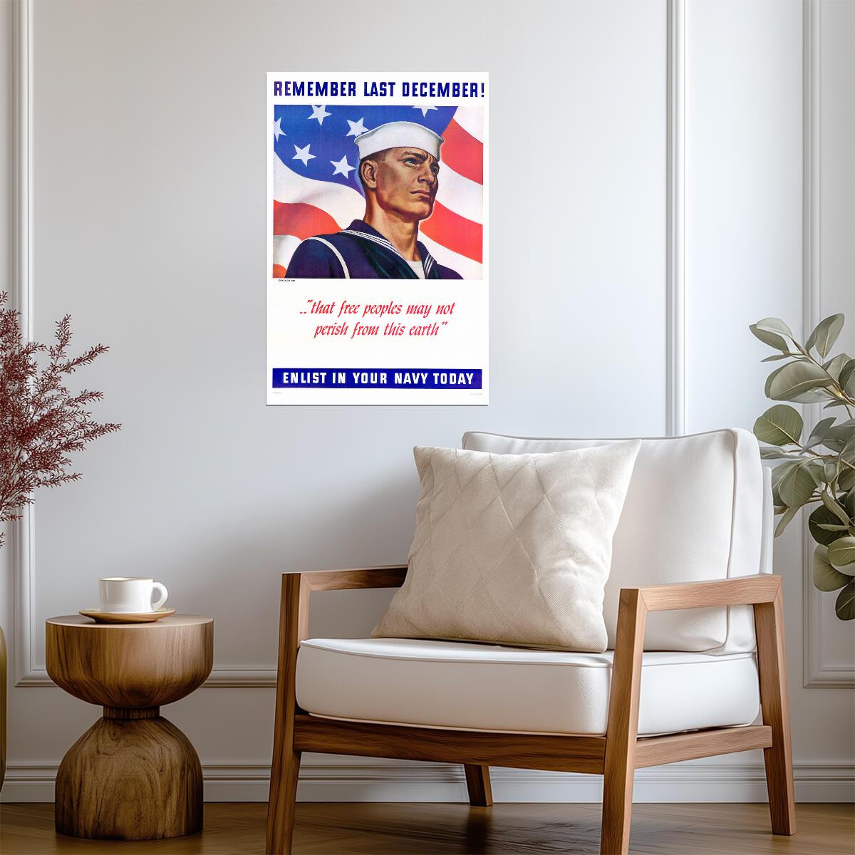 "Remember Last December - Enlist in Your Navy Today" | Pearl Harbor Poster | WWII Recruitment - Vintage & Retro Poster