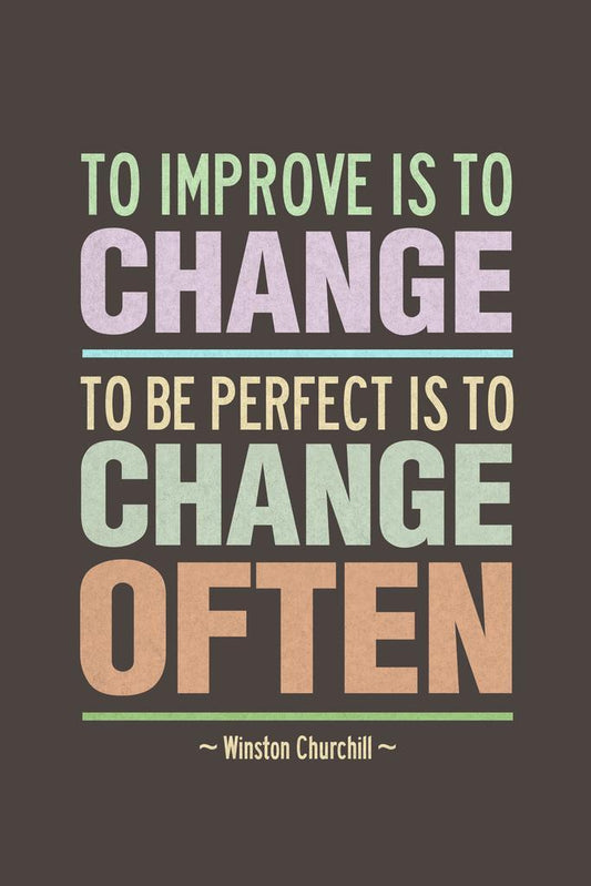 To Improve Is to Change | Winston Churchill Motivational Poster