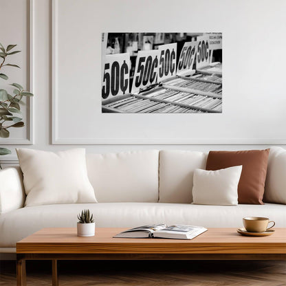 "50 Cents" Vintage Bookstore Sign | Black and White Photography | Retro Wall Art Poster - Vintage & Retro Poster