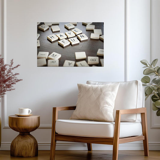 Have Fun Scrabble Tiles Quote | Inspirational Message Poster | Board Game Wall Art - Type & Quotes Poster