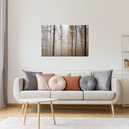 Misty Autumn Forest Poster | Beech Tree Photography | Ethereal Landscape Wall Art