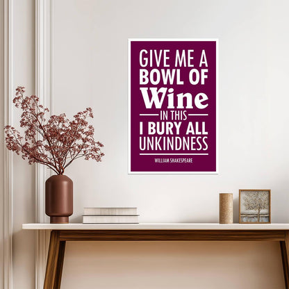 William Shakespeare Julius Caesar Quote | Give Me A Bowl Of Wine Poster | Purple Literary Wall Art - Type & Quotes Poster