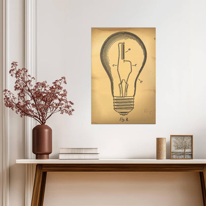 Vintage Light Bulb Patent Art | 1800s Invention Drawing | Edison Era Poster - Vintage & Retro Poster