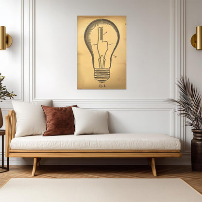 Vintage Light Bulb Patent Art | 1800s Invention Drawing | Edison Era Poster - Vintage & Retro Poster
