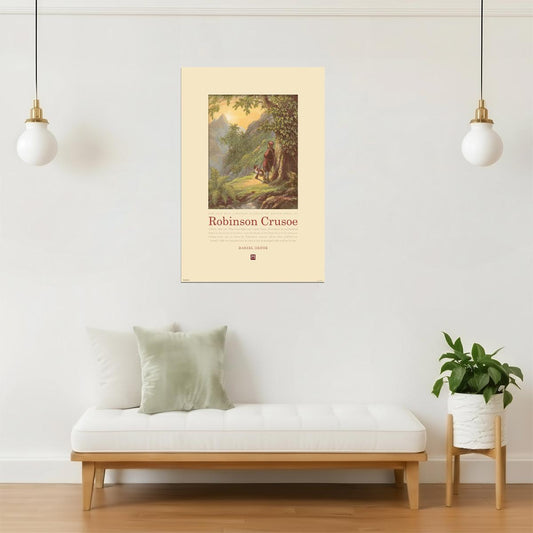 Robinson Crusoe Vintage Poster | Daniel Defoe Book Cover Art | Retro Print