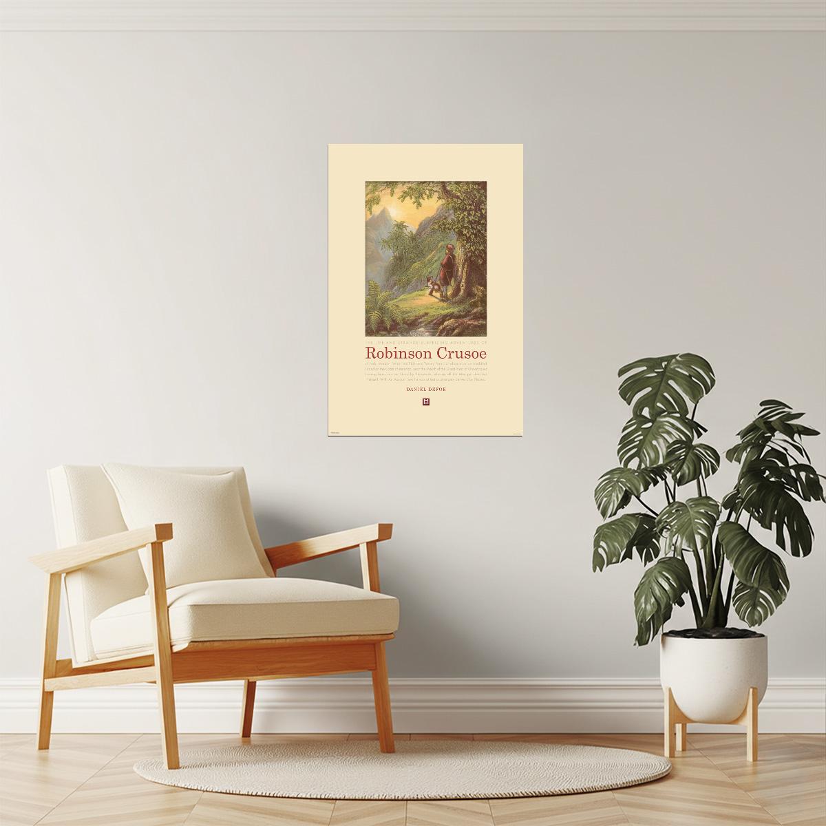 Robinson Crusoe Vintage Poster | Daniel Defoe Book Cover Art | Retro Print