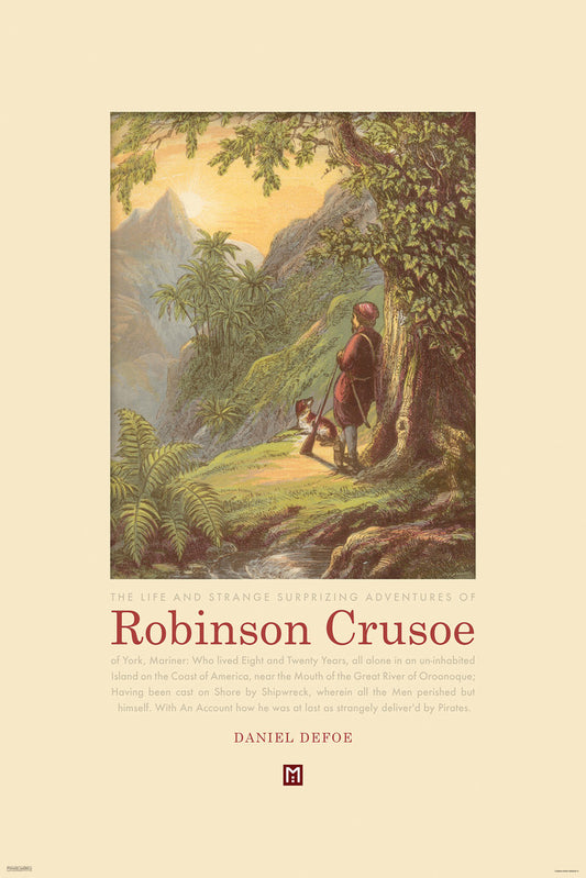 Robinson Crusoe Vintage Poster | Daniel Defoe Book Cover Art | Retro Print
