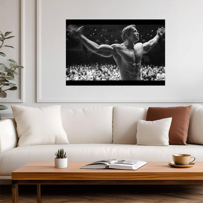 Arnold Schwarzenegger Mr. Olympia | Bodybuilding Legend Poster | Black and White Photography