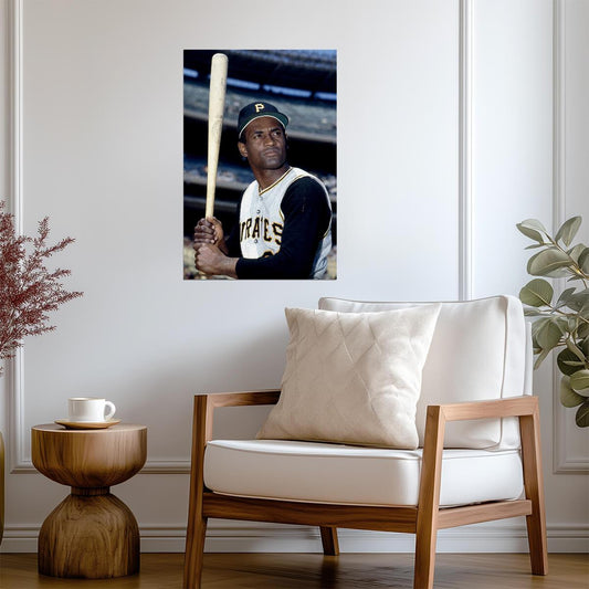 Roberto Clemente Pittsburgh Pirates | Vintage Baseball Poster | Classic Player Portrait - Sports Poster