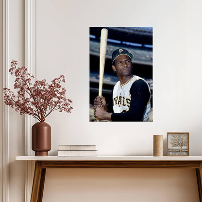 Roberto Clemente Pittsburgh Pirates | Vintage Baseball Poster | Classic Player Portrait - Sports Poster