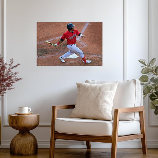Jose Ramirez Cleveland Guardians | At Bat Action Photo | Baseball Player Poster - Sports Poster