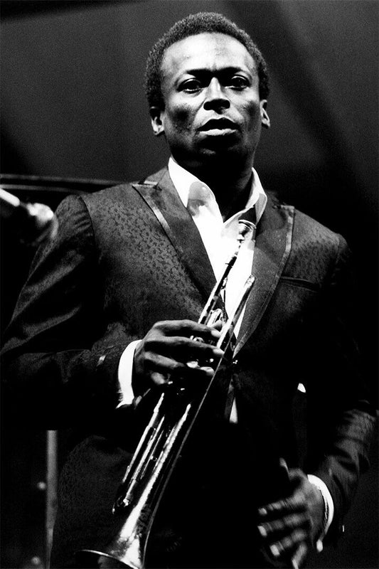 Miles Davis Kind of Blue Era | Jazz Legend Poster | Black and White Photography