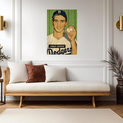 Sandy Koufax Brooklyn Dodgers | Vintage Baseball Card Art | Sports Legend Poster - Vintage & Retro Poster