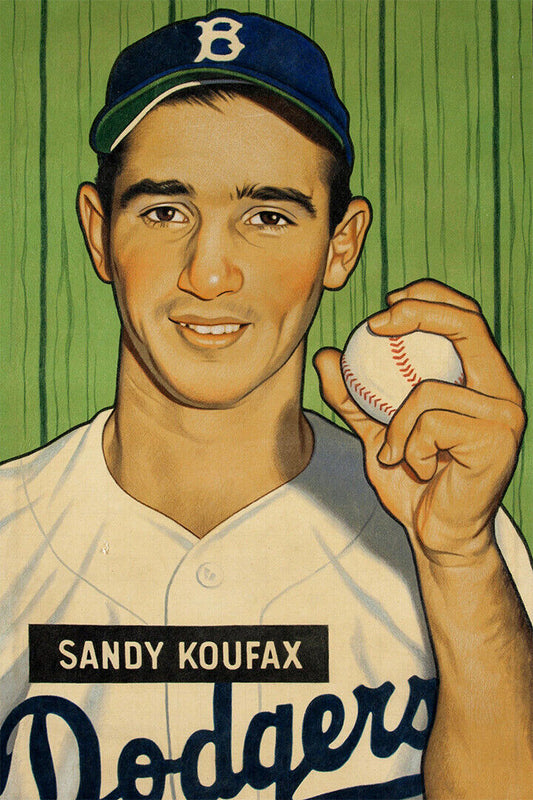 Sandy Koufax Brooklyn Dodgers | Vintage Baseball Card Art | Sports Legend Poster - Vintage & Retro Poster