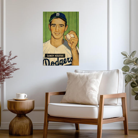 Sandy Koufax Brooklyn Dodgers | Vintage Baseball Card Art | Sports Legend Poster - Vintage & Retro Poster