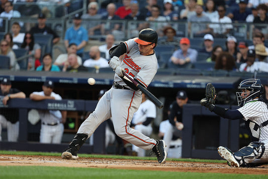 Adley Rutschman Baltimore Orioles | Hitting in Game | Baseball Catcher Poster - Sports Poster