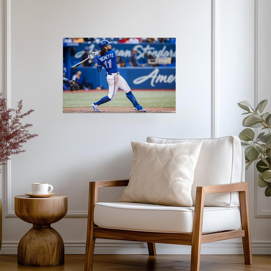Bo Bichette Toronto Blue Jays | Hitting Action Shot | Baseball Player Poster - Sports Poster