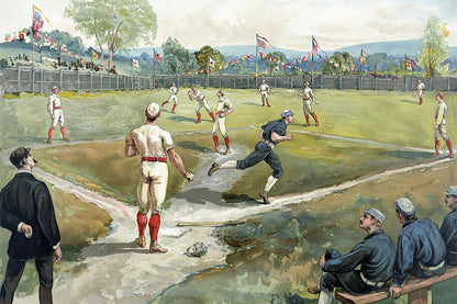 1887 Baseball Game Illustration | Vintage Sports Poster | Baseball History Wall Art - Vintage & Retro Poster