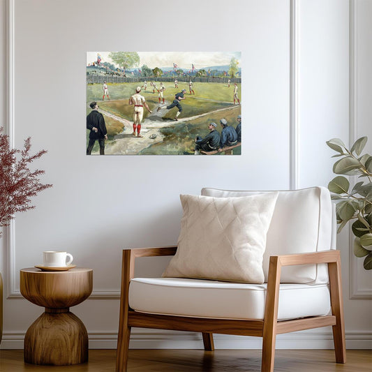 1887 Baseball Game Illustration | Vintage Sports Poster | Baseball History Wall Art - Vintage & Retro Poster