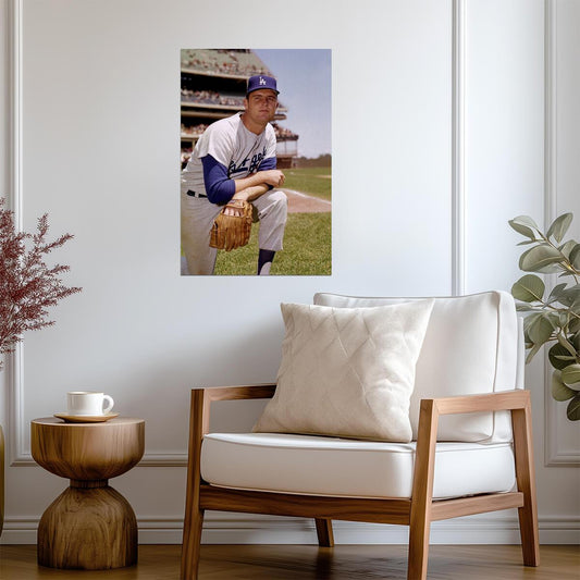 Don Drysdale Pitching Pose | Los Angeles Dodgers Poster | Color Sports Photography - Vintage & Retro Poster