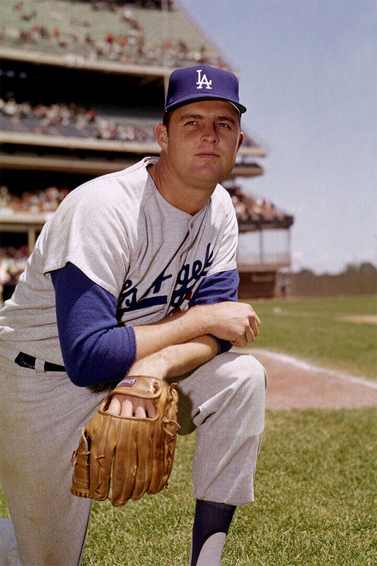 Don Drysdale Pitching Pose | Los Angeles Dodgers Poster | Color Sports Photography - Vintage & Retro Poster