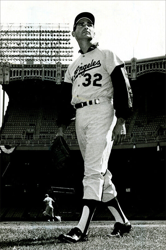 Sandy Koufax Los Angeles Dodgers | Black and White Portrait | Vintage Baseball Poster - Sports Poster