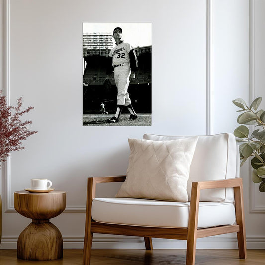 Sandy Koufax Los Angeles Dodgers | Black and White Portrait | Vintage Baseball Poster - Sports Poster